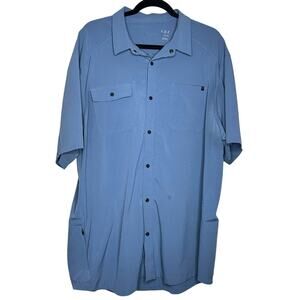 Fox Racing Flexair Woven Jersey Button Up Shirt Blue Vented Performance Mens XXL